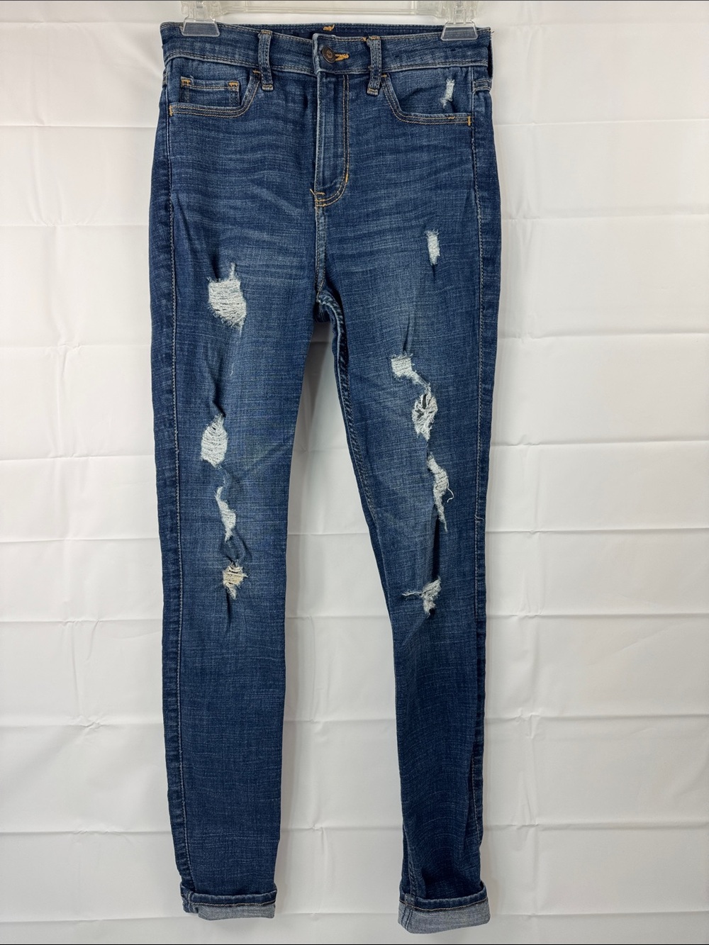 Hollister Dark Blue Distressed Skinny Jeans